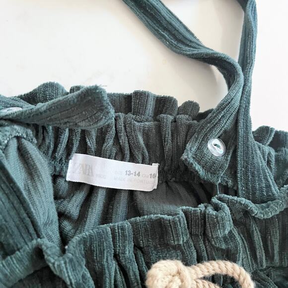 Zara girls green corduroy suspender midi skirt size 13-14 - Picture 8 of 11